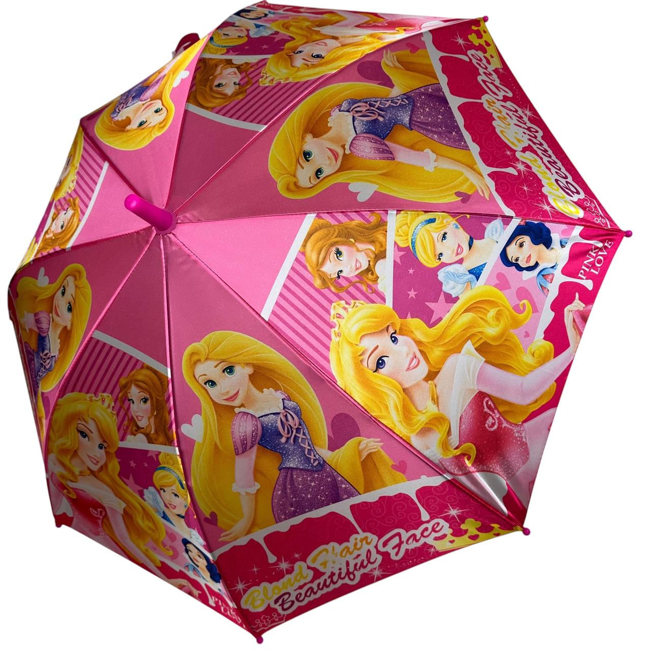 Дитяча парасоля-тростина для дівчаток з принцесами на 8 карбонових спиць від Toprain, рожевий, MR 00104-3