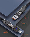 Кабель 4 в 1 , USB-A/Type-C to Type-C/Lightning 1 м Black, фото 3