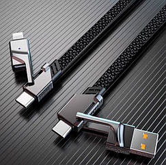 Кабель 4 в 1 , USB-A/Type-C to Type-C/Lightning 1 м Black