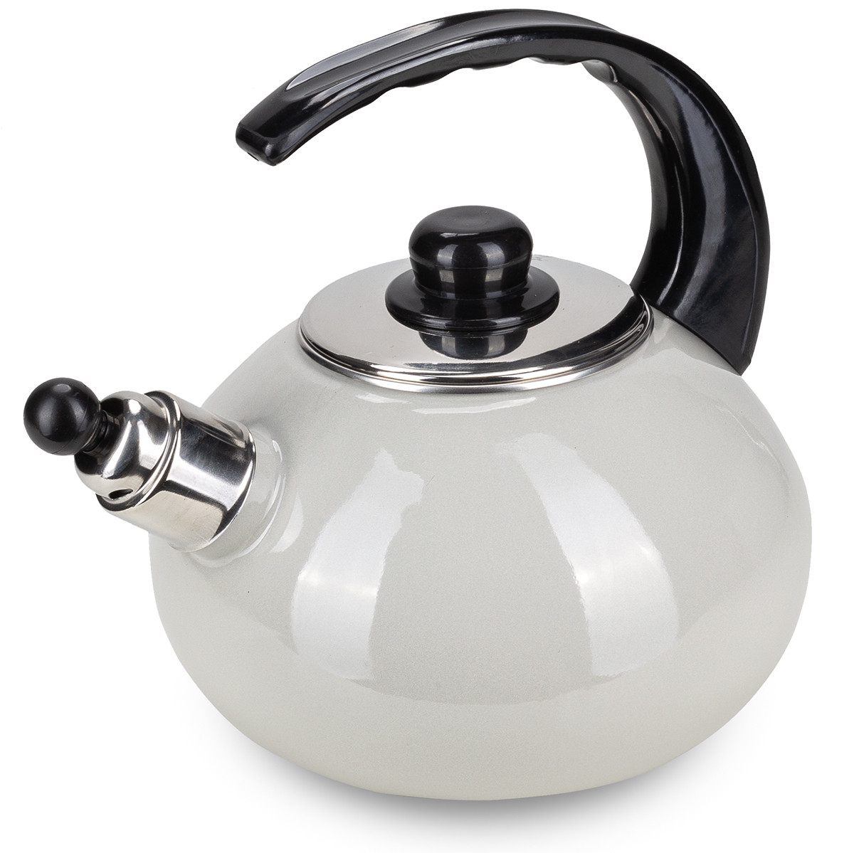 Чайник емальований Kamille KM-1039B сірий 2,5л зі свистком, фото 1