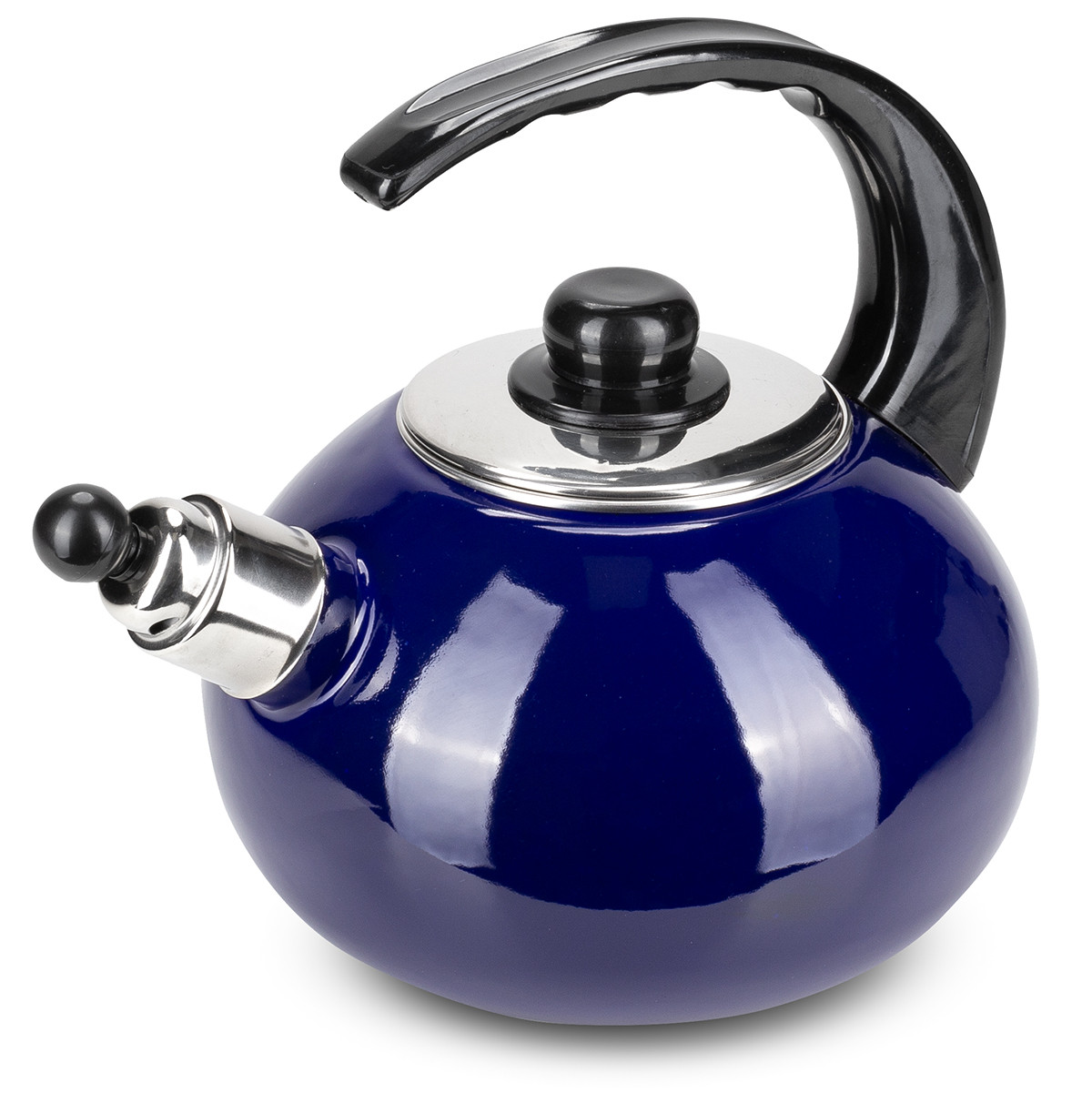 Чайник емальований Kamille KM-1039C синій 2,5л зі свистком, фото 1