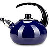 Чайник емальований Kamille KM-1039C синій 2,5л зі свистком, фото 2