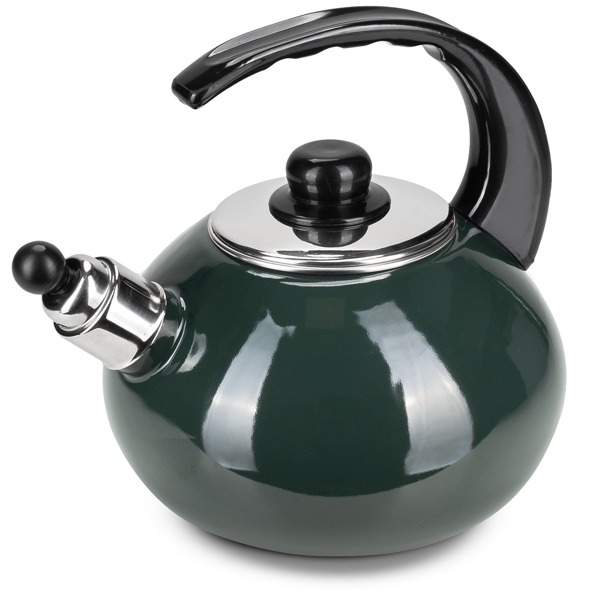 Чайник емальований Kamille KM-1039C зелений 2,5л зі свистком, фото 1