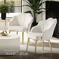 Крісло з м'якою оксамитовою оббивкою Hellen кремовий/золотий колір