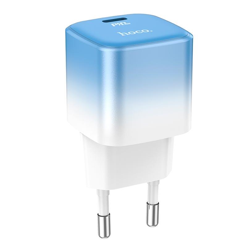 Адаптер сетевой HOCO single port charger C101A |Type-C, PD, 3A/20W| (6931474769374) blue, фото 1