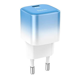 Адаптер мережевий Hoco single port charger C101A |Type-C, PD, 3A/20W| (6931474769374) blue