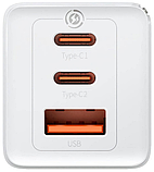 Мережевий зарядний пристрій для телефона Baseus GaN5 Pro 65W (2 Type-C+USB ) + Кабель Type-C to Type-C 100W 1m, фото 5