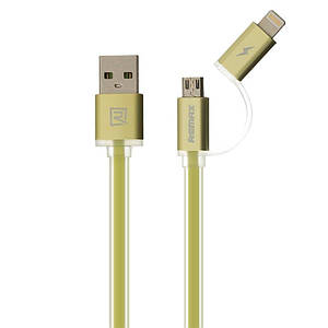 Кабель combo Micro USB + Lightning REMAX Aurora RC-020t green