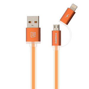 Кабель combo Micro USB + Lightning REMAX Aurora RC-020t orange