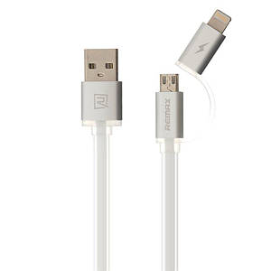 Кабель combo Micro USB + Lightning REMAX Aurora RC-020t silver