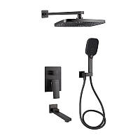 Душова система Qtap Gemini QTGEM114GMB45704 Gunmetal універсальна прихованого монтажу, три споживачі (Чорна)