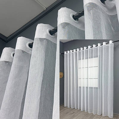 Тюль мікро-льон однотонний, на люверсах колір білий (1276т)