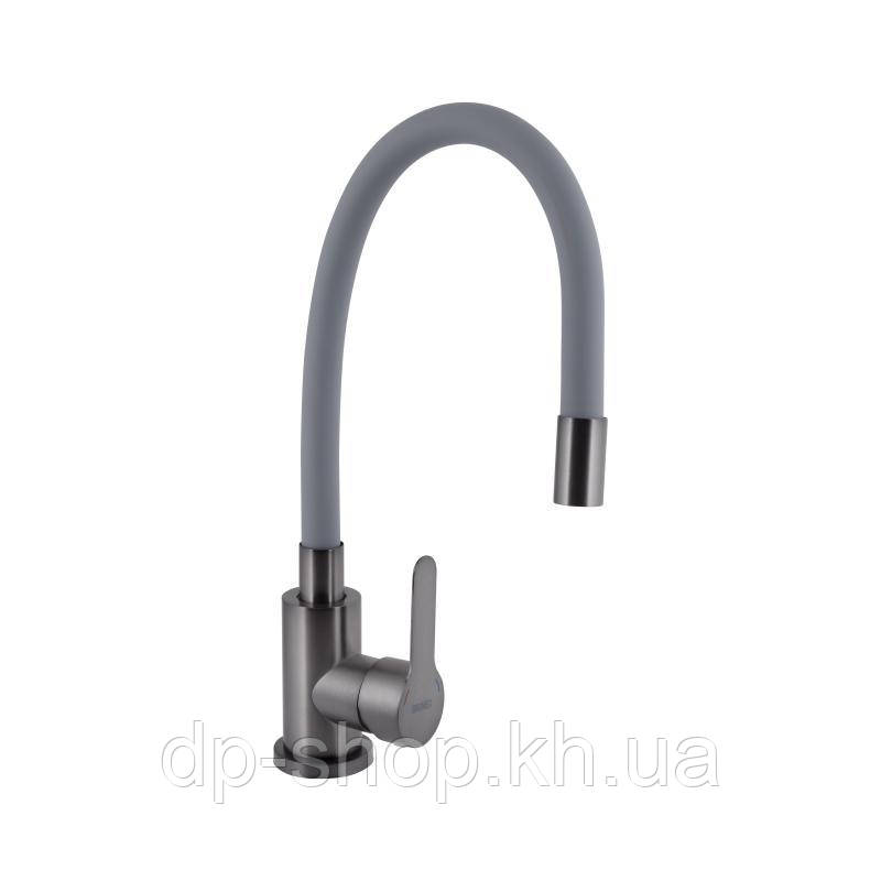 Змішувач для кухні Brinex Pure 015F3 з гнучким виливом Graphite/Grey BRIPUR015F3GRG, фото 1
