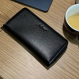 Чорний гаманець - клатч на блискавці для чоловіків BOSTON 30102