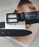 Чоловічий подарунковий набір Tommy годинник і шкіряний ремінь total black, фото 2