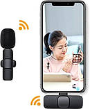 Бездротовий петличний мікрофон K8 з адаптером Lightning-Type-C Чорний, фото 9