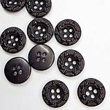 Гудзик круглий матовий з малюнком чорний прошивний 11мм, фото 4