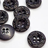 Гудзик круглий матовий з малюнком чорний прошивний 11мм, фото 2