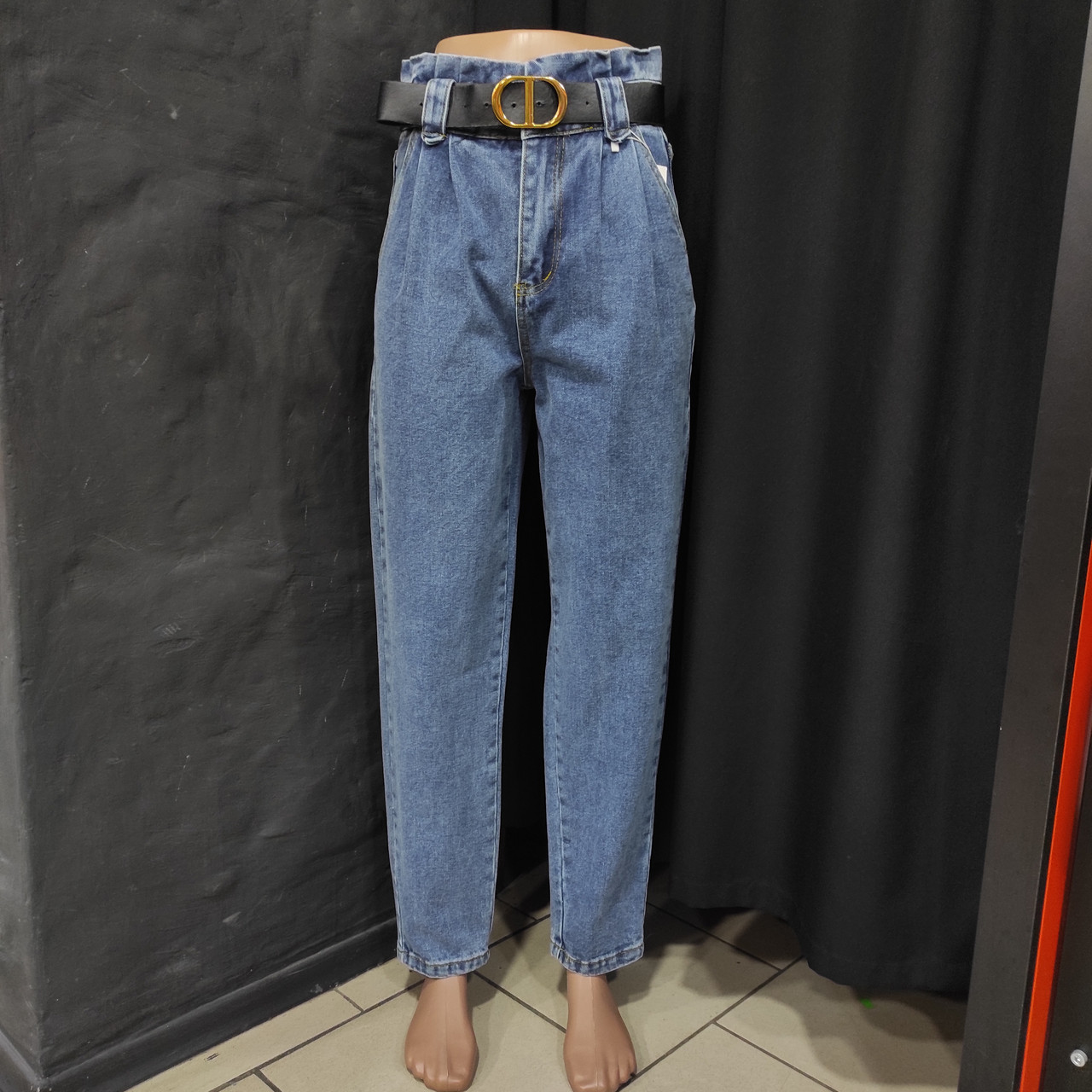 Джинси жіночі МОМ котон вільного крою без стрейчу M блакитні, фото 1