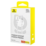 Кабель для зарядки телефона смартфона Baseus Gem Fast-Charging Data Cable Type-C 100W 2m Білий, фото 8