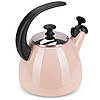 Чайник емальований Kamille KM-1040B рожевий 2.5л зі свистком, фото 3