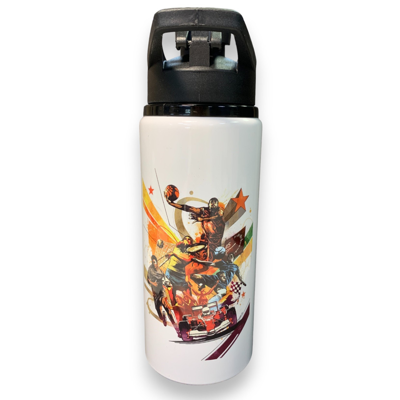 Пляшка для води спортивна металева біла SPORT Stars 600 мл