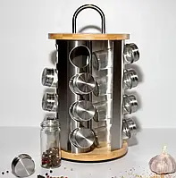 Набір для спецій на підставці 16 ємностей із неіржавкої сталі Edenberg EB-4028 Набір банок для спецій Круглий