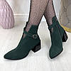 Черевики замшеві жіночі з гострим носком. Колір зелений, фото 7