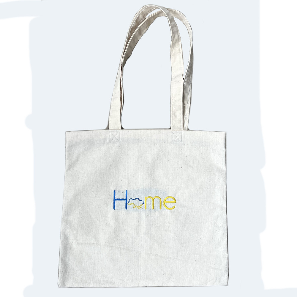 Еко сумка шопер Home полупанама біла 40х40 з вишивкою