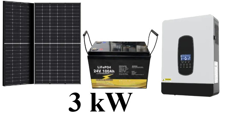 Гібридна сонячна електростанція 3 kW LiFePO4 для будинку