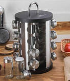 Набір для спецій на підставці 16 ємностей із неіржавкої сталі Edenberg EB-4027 Набір банок для спецій Круглий, фото 2