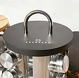 Набір для спецій на підставці 16 ємностей із неіржавкої сталі Edenberg EB-4027 Набір банок для спецій Круглий, фото 7