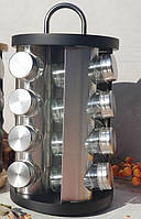 Набір для спецій на підставці 16 ємностей із неіржавкої сталі Edenberg EB-4027 Набір банок для спецій Круглий