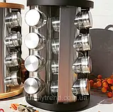 Набір для спецій на підставці 16 ємностей із неіржавкої сталі Edenberg EB-4027 Набір банок для спецій Круглий, фото 3