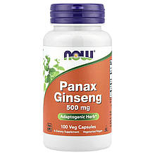 Женьшень, Panax Ginseng, Now Foods, 500 мг, 100 вегетаріанських капсул