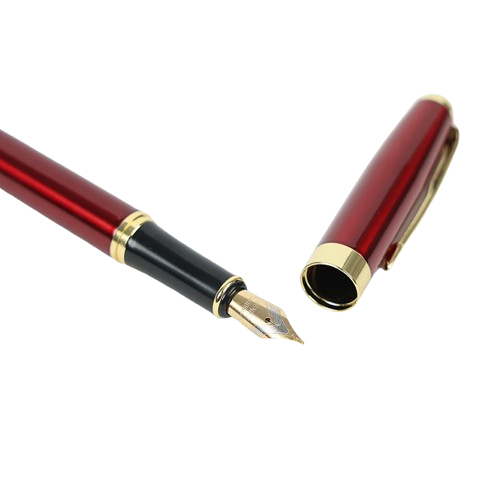 Перьова чорнильна ручка, колір глибокий червоний перо, фото 1