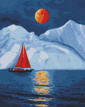 Алмазна мозаїка, Ідейка, (AMO7215), Червоний вітрильник, 40 х 50 см, фото 1