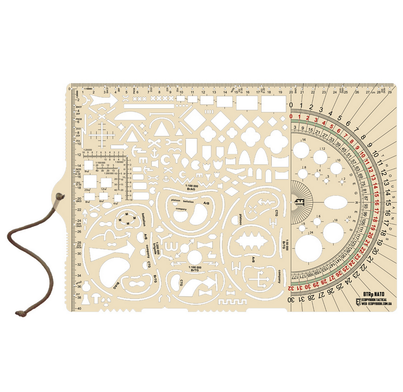 Линейка тактическая M-Tac Ecopybook big Tactical ruler Protractor NATO 10273018, фото 1