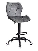 Високий стілець Torino Bar-BK-Office текстиль сірий BRO-18, чорна хрестовина-опора з коліщатками, фото 6