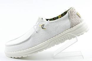 Жіночі мокасини тканинні Hodaki білі