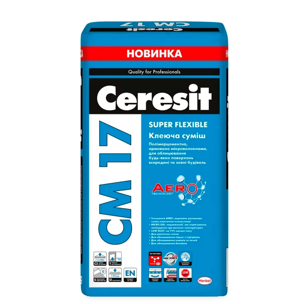 Ceresit CM 17 AERO SUPER FLEXIBLE (25кг) Високоеластична клеюча суміш для плитки, фото 1