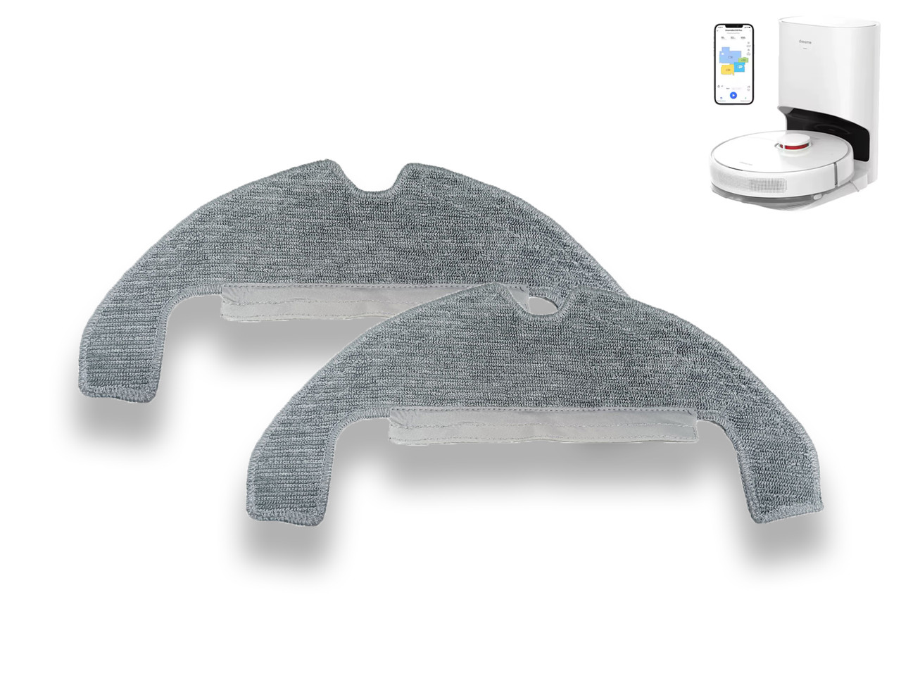 Комплект мікрофібрових серветок (2 шт.) сумісних з роботом-пилососом Dreame Bot D9 Plus RLD11GD, фото 1