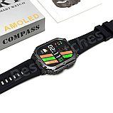 Смарт-годинник чоловічий водонепроникний з компасом Амолед екран  Modfit Navi Compass Black, фото 3
