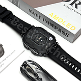 Смарт-годинник чоловічий водонепроникний з компасом Амолед екран  Modfit Navi Compass Black, фото 6