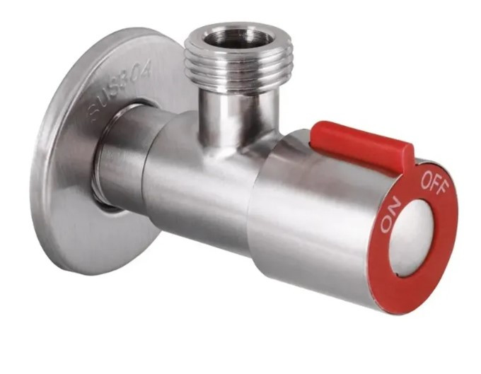 Кран для під'єднання сантехнічних приладів Champion VAL-02 1/2x1/2 червоний із неіржавкої сталі, фото 1