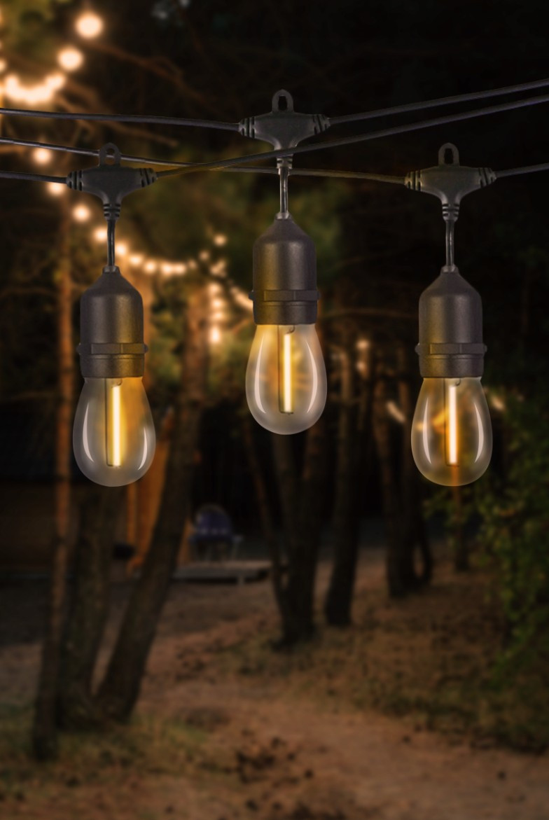 Декоративна садова ретро-гірлянда 20 м 20 LED GardenLine SOL1250 колір теплий-білий