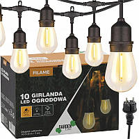 Декоративна садова ретро-гірлянда 10 м 10 LED GardenLine SOL1243 колір теплий-білий