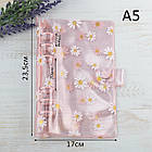 Прозора обкладинка для планера рожева в ромашку А5 діаметр 20мм KDP068, фото 2