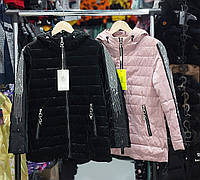 Чорна блискуча демісезонна куртка для дівчинки підлітка, дитяча весняна утеплена курточка пудра осінь весна на 13-14 л