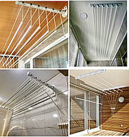 Сушарка для білизни посилена 2 метри настінно-стельова метал на 6 трубок, сушка для одягу